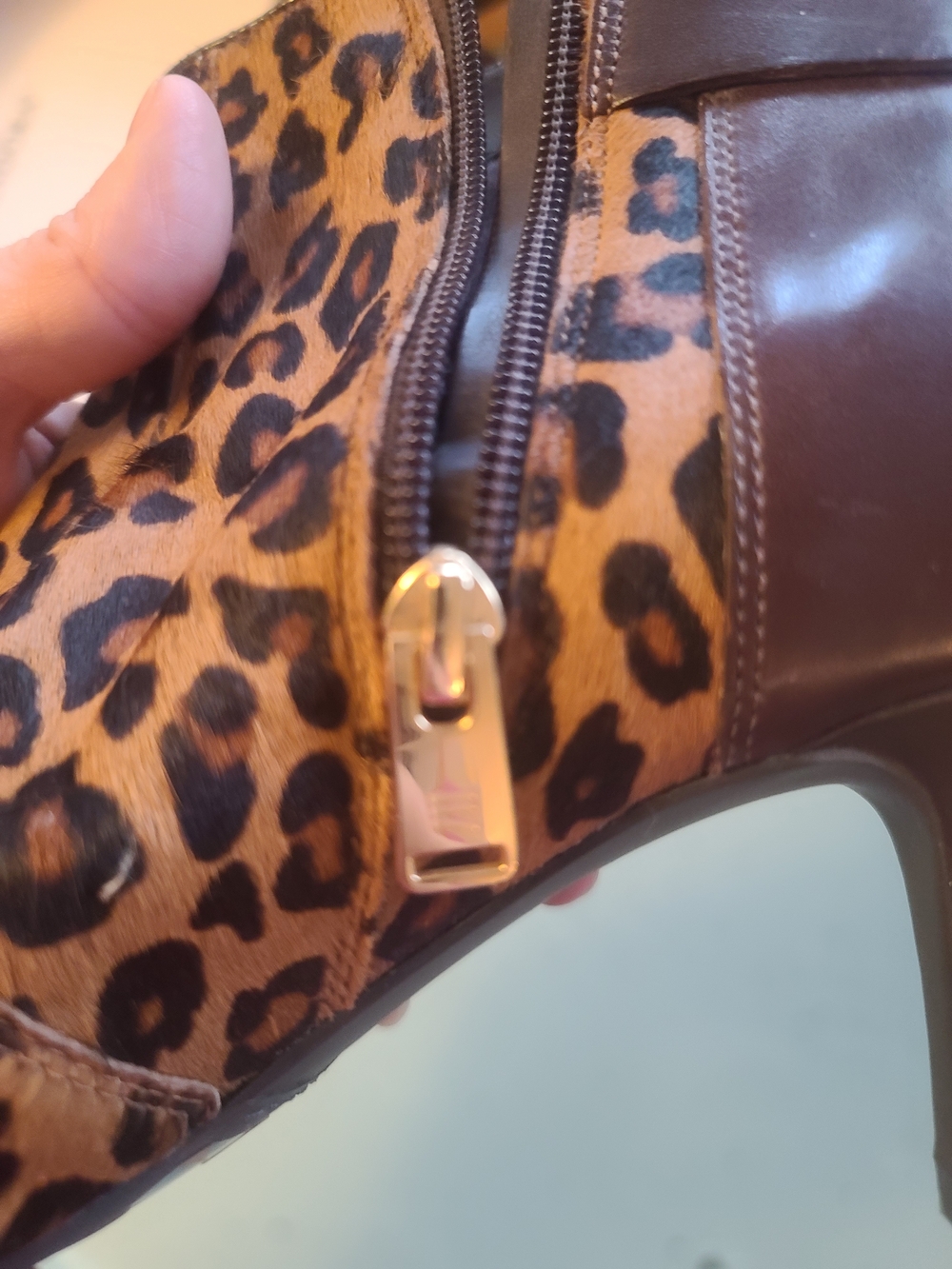 Rockport Leopard Print Ankle Booties with 2.5 Inch Heel & Gold Accents - Picture 8 of 11